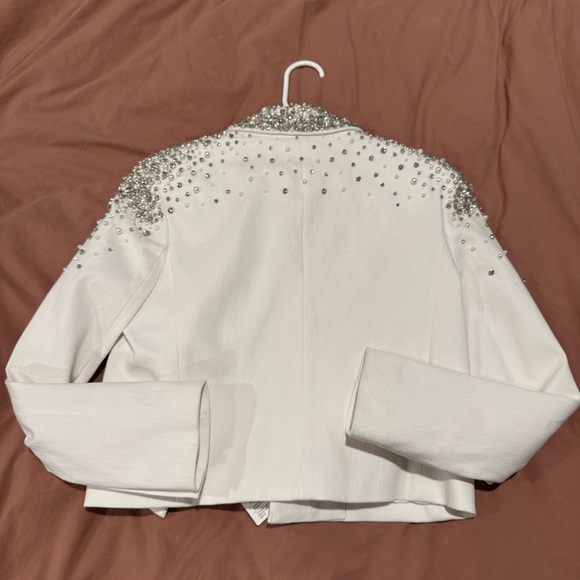 Alice + Olivia Ivan Pearl Rhinestone Embellished Blazer Jacket - Picture 8 of 9